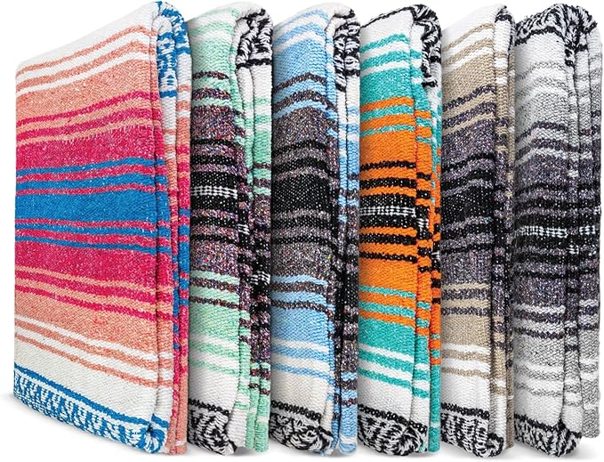 Benevolence LA Authentic Handwoven Mexican Blanket | Yoga Blankets Outdoor Picnic Beach Camping | Equestrian Saddle | Serape 50x70 inches - Coral Pack of 1