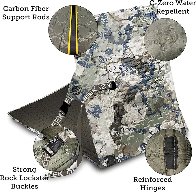 Crazy Creek HEX 2.0 PowerLounger for Day Hiking &amp Backpacking Trips 250 LBS Weight Capacity Adjustable Straps Compact Design Water-Resistant Kings Camo