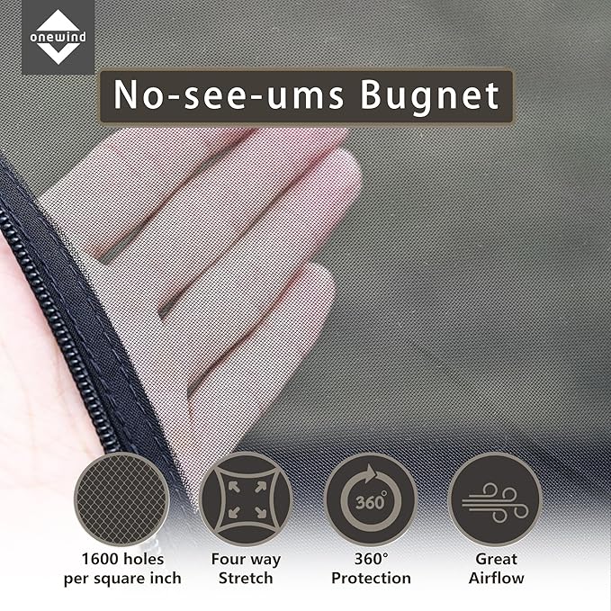 Onewind Mesh Tent with Bathtub Ultralight Mosquito Net Inner Tent with No-See-Um Breathable Mesh Double Sided Zipper for Camping and Hiking Black