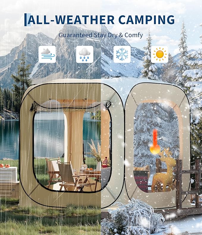 6 x 6 FT Instant Outdoor Clear Bubble Tent 2-3 Person All Weather Sport Tent Instant Rainproof Camping Rain Shelter for Sports Events Patio Fishing 70x70