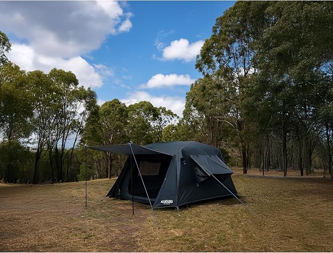 Kakadu Fast Frame Tent 3P 3 Person Camping Tent 1-Minute Setup Fast Frame Twin Hub Design w/Pre-Attached Poles Stargazing-Ready Weatherproof w/Awning Poles and Carry Bag