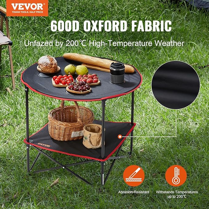 VEVOR Folding Camping Table Outdoor Portable Fold Up Lightweight Side Table for BBQ Tailgating Picnic Travel Hiking Fishing