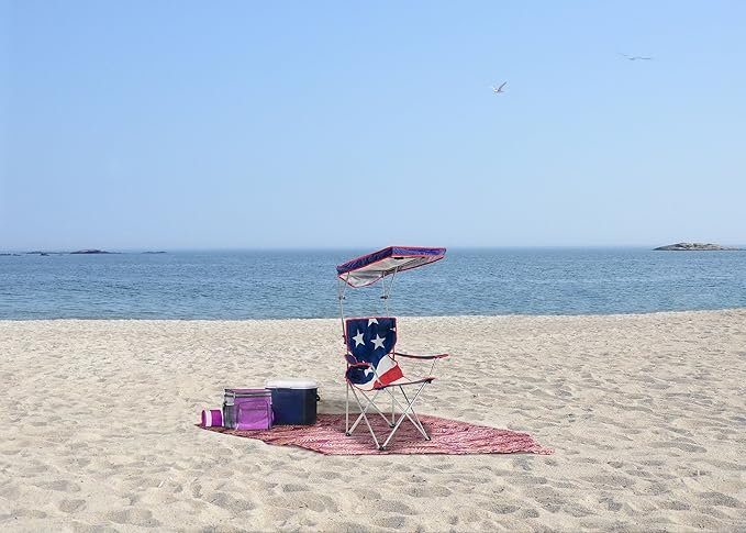 Quik Shade Adjustable Canopy Folding Shade Chair American Flag 0.8'l x 0.8'w x 1.3'h