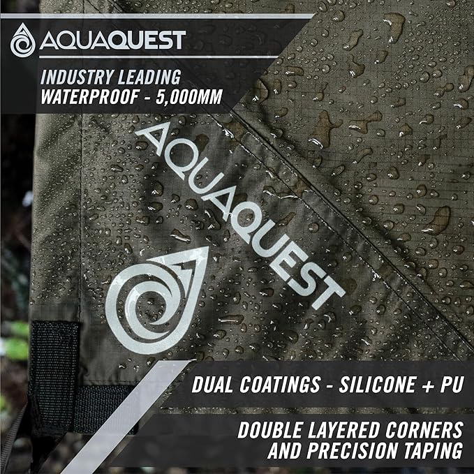 AquaQuest Guide Tarp – Ultralight Waterproof (5000 mm) Seam-Taped 40D Ripstop Rain Fly for Backpacking Stealth Camping &amp Thru-Hiking