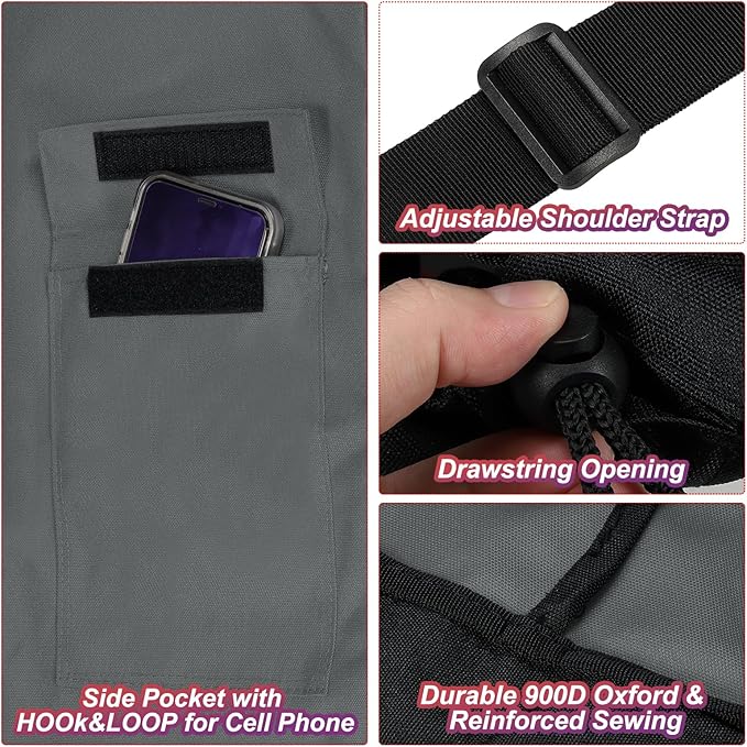 PATIKIL 47 Inch Camp Chair Replacement Bag Foldable Camping Chair Bag 900D Oxford Large Mouth Carry Bag with Adjustable Shoulder Strap &amp Side Pocket for Outdoor Camping Gray