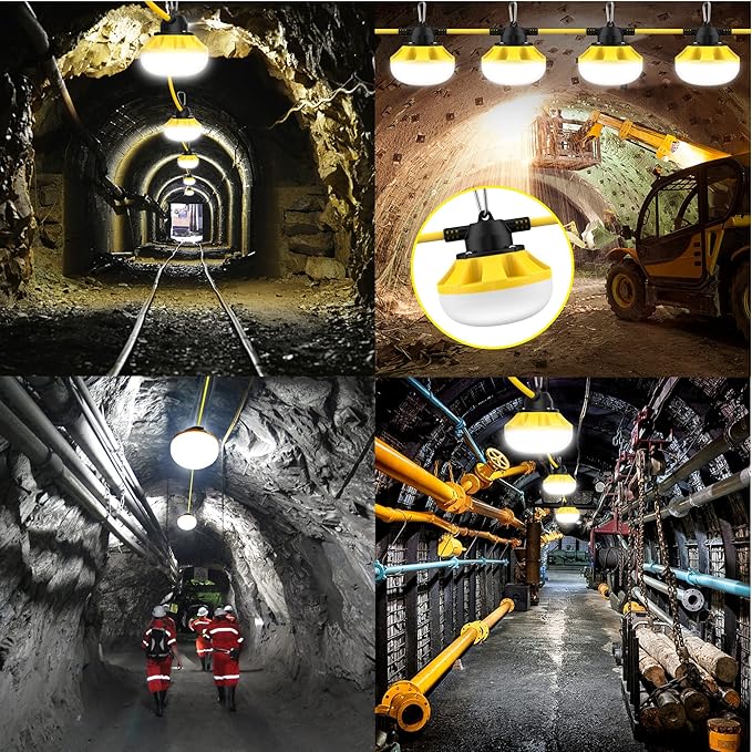100FT LED Construction String Lights 10 Bulbs10000LMIndustrial GradeWeatherproof Linkable 5000K Super Bright for Job Sites Mining Patios &amp Outdoor WorkFree for Climbing Hook 2Prong