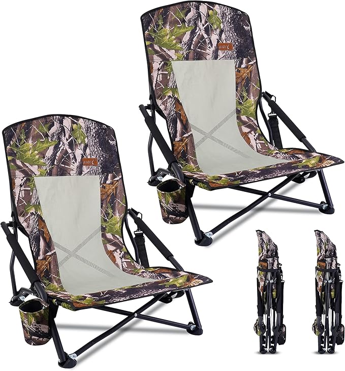 Nice C Hunting Chair Camping Chair Turkey Hunting Chairs Turkey Seats for Hunting Folding Backpacking Chair with Cup Holder &amp Carry Strap Heavy Duty (2 Pack)