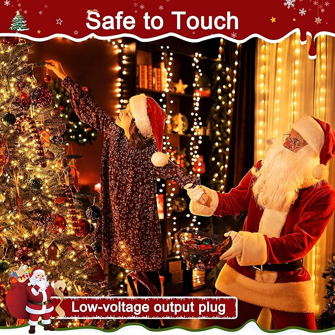 394FT 1200 LED Christmas Lights Outdoor Warm White Christmas Tree Lights Plug in 8 Modes Twinkle String Light for Bedroom Wedding Party Ceiling Xmas Home Decorations