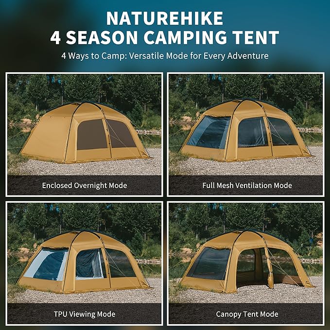 Naturehike Dune Hot Tent with Stove JackDouble Layer 4 Season TentWaterproof 2-4 Person Tents for Camping