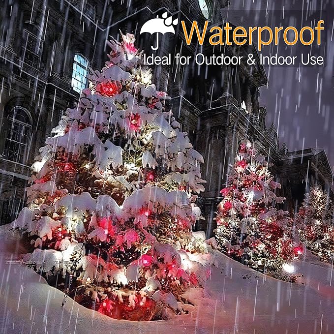 ODEETRONIC Red &amp White Christmas Lights 33ft 100LED Gentle Twinkle Christmas Tree Lights 5mm Wide Angle Mini Light Connectable 120V UL Certified Xmas String Light for Indoor Outdoor Green Wire