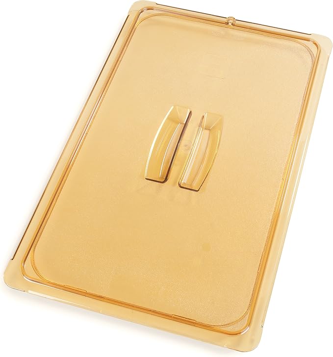 Carlisle FoodService Products 10410U13 High Heat Universal Handled Lid 20.75 x 12.88 x 0.88 Amber For TopNotch Full Size Food Pans (Case of 6)