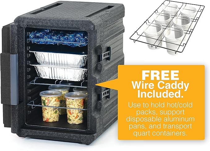 METRO Mightylite ML400-BL Front-Loading Insulated Pan Carrier - Professional-Grade Multipurpose Food Carrier and Catering Food Warmer - 60 qt or 6 Pan Capacity - Black