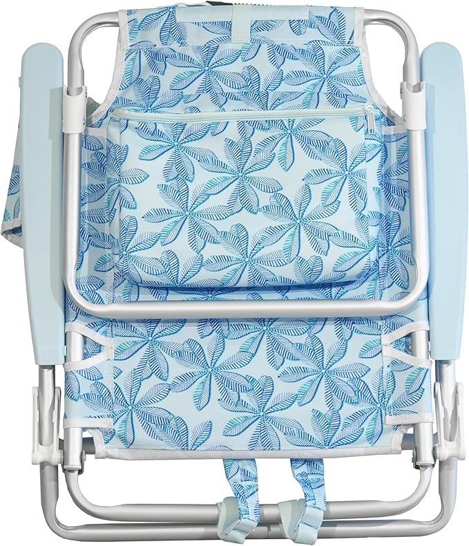 Nautica Backpack Beach Chair – 5 Position Reclining Portable Folding Beach Chair for Adults with Padded Pillow Headrest Insulated Cooler Bag Double Cup Holders Outdoor Folding Chair 300lb