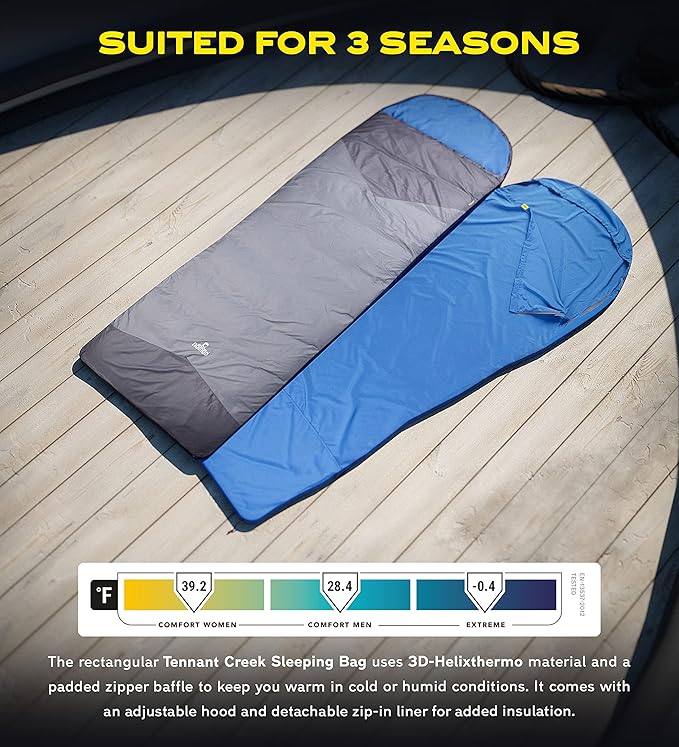 NOMAD Tennant Creek Sleeping Bag for 3 Seasons Spring Summer and Autumn - Water-Resistant Sleep Sack with Compression Stuffsack and Storage Bag for Campers and Backpackers (Phantom)