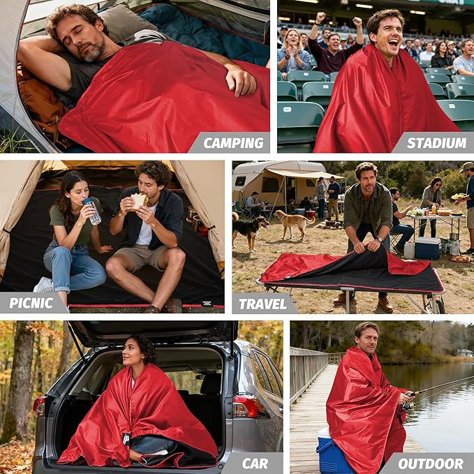 Sherpa Warm Outdoor Camping Blanket - Fleece Waterproof Outdoor Blanket for Camping Picnics and Sports Stay Dry and Comfortable