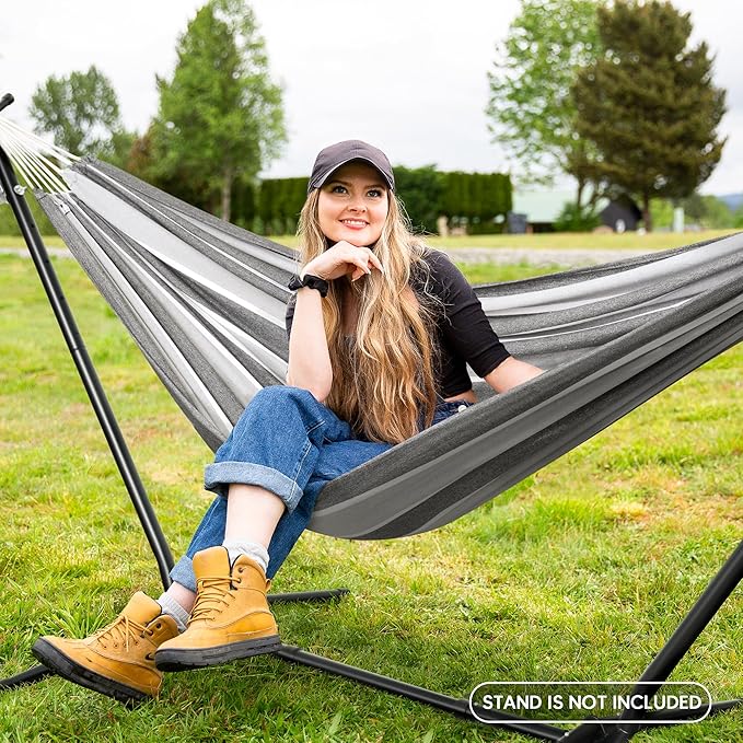 SUNCREAT Hammocks for Outside Portable Heavy Duty Tree Hammock Dark Gray &amp Light Gray