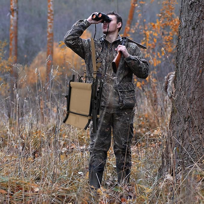 GYMAX Hunting Chair 360 Degree Swivel Hunting Blind Chair with Carry Handle 330 lbs Capacity Comfortable Waterproof Portable and Silent Folding Dove Hunting Chair for Blinds