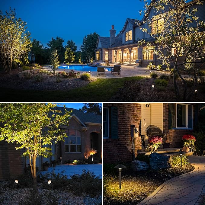 SUNVIE LED Low Voltage Landscape Lighting 12V Landscape Lighting Kit with Connectors Low Voltage Pathway Lights with Spotlights Aluminum Pathway Lights Wired Waterproof for Patio Yard Garden 12 Pack
