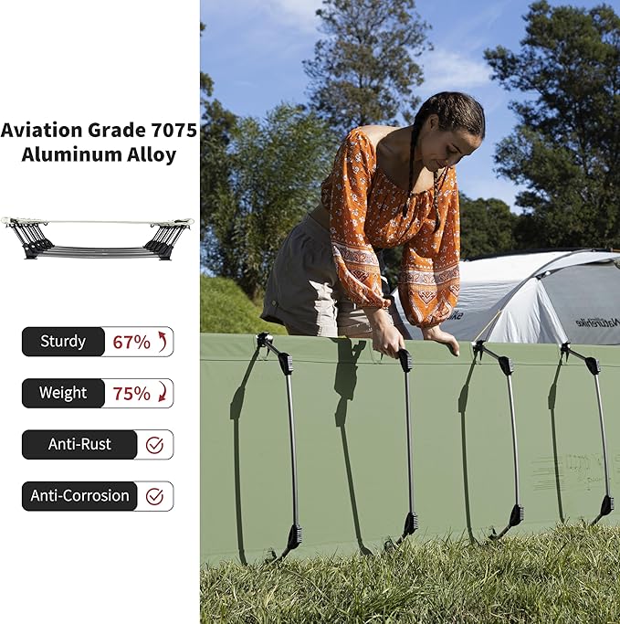 Naturehike GreenWild Camping Cot Ultralight Folding Backpacking Cot 60-Second Easy Set-Up Supports 330lbs Portable Camping Bed for Adults for Camping Hiking Travel Home