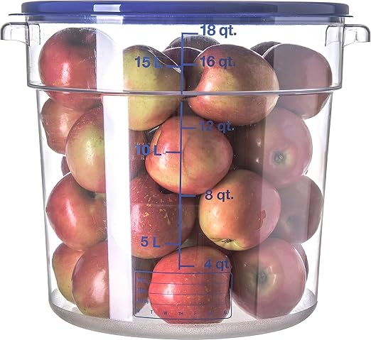 Carlisle FoodService Products Storplus Round Food Storage Container with Stackable Design for Catering Buffets Restaurants Polycarbonate (Pc) 18 Quart Clear