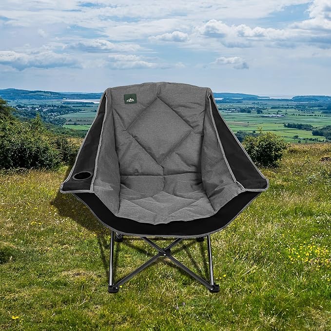 Northroad Oversized Foldable Camping Chair Outdoor Padded Lawn Chair w/Cup HolderCarry Bag for Beach Hiking and PicnicsHeavy-Duty 300-lbs Capacity Purple