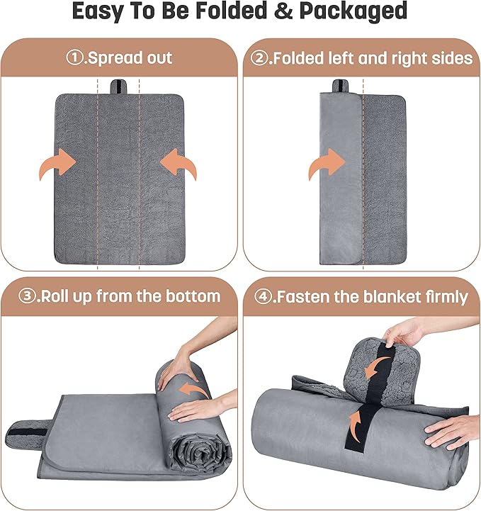 Tirrinia Waterproof Outdoor Blanket with Sherpa Lining Windproof Triple Layers Warm Comfy Foldable for Camping Stadium Beach Picnic Grass Concerts Car Dog 51''X 59'' &amp 59''X 80''