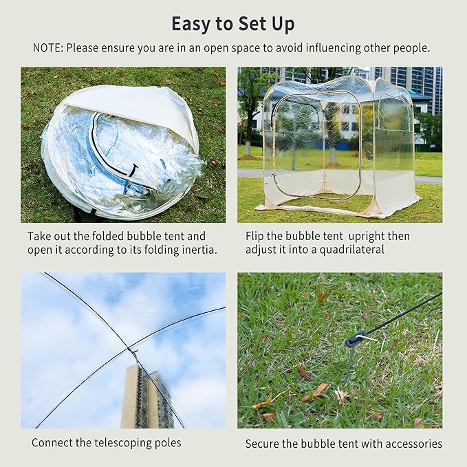 TABU 6×6ft Pop Up Bubble Tent with Top Cover for 4-6Coldproof &amp Windproof Outdoor Bubble Tent with Vent WindowsLarge Camping Shelters for BackyardsPartyHikingHeightened Version Beige