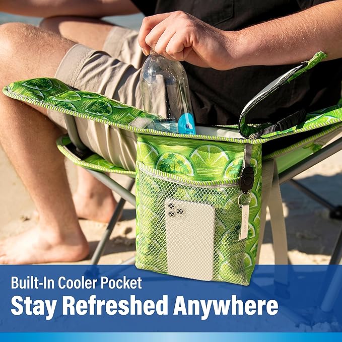 Kijaro Beach Sling Chair with Cooler Pocket - Various Fun Colors &amp Patterns - Perfect Beach Folding Chair and Camping Chair - Includes a Detachable Pillow