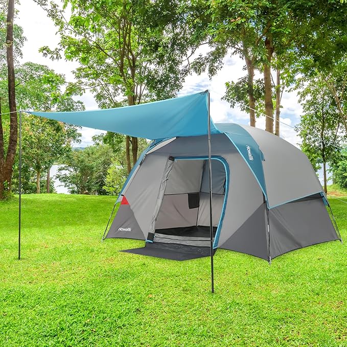 Camping Tent Tent for Camping Easy Set up Camping Tent for 4 Person Outdoor Traveling Light Blue
