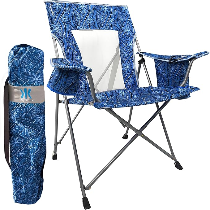 Portable Beach Chair for Adults - Kijaro Journey Print Beach Folding Chair Steel Frame Foldable Beach Chair High Beach Chair with Cooler Pocket Outdoor Folding Chair