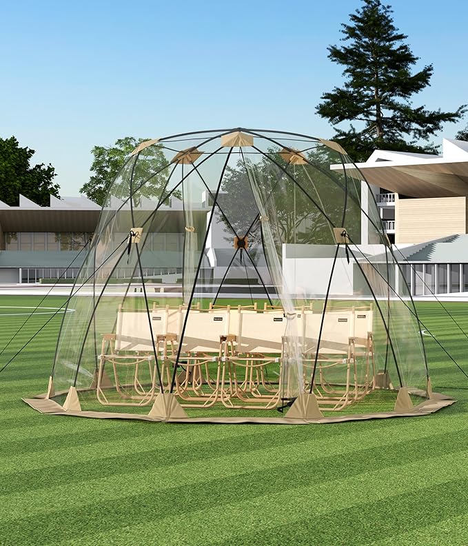 12 x 12 FT Instant Outdoor Clear Bubble Tent 8-10 Person All Weather Sport Tent Instant Rainproof Camping Rain Shelter for Sports Events Patio Fishing 130x130