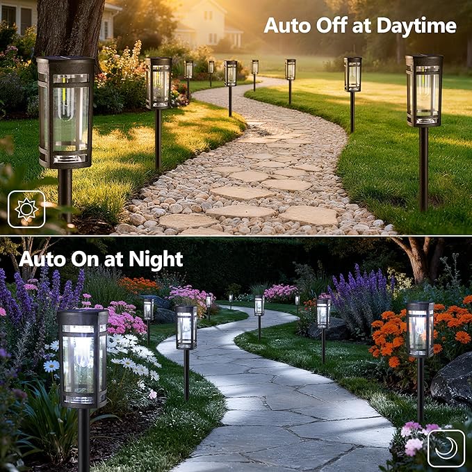 6 Pack Outdoor Solar Pathway Lights - Solar Landscape Lights Outdoor Walkway Solar Garden Lights for Lawn Path Yard Decor (Cool White)