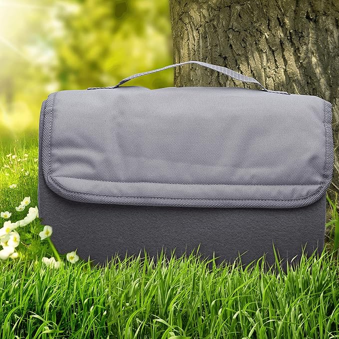 DISCOUNT PROMOS Roll Up Picnic Blankets Set of 10 Bulk Pack - Great Outdoor Blanket for Camping Picnic Beach Sports Outdoor Activities - Grey