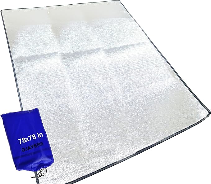 Camping Mat Foam Foil Blanket for Camping Foam Pad Insulating Foil Mat Sleeping Tent Pad Thermal Aluminum Camping mat for Reflecting Heat 78 x 78 inches