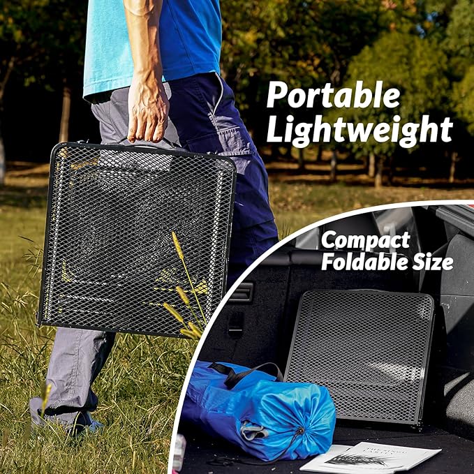 Portable Folding Grill Table Lightweight Height AdjustableCamping Picnic Table with Mesh Desktop and Mesh Bag for Outdoor for PicnicCampingBBQBeach (3.8 * 1.3FT)