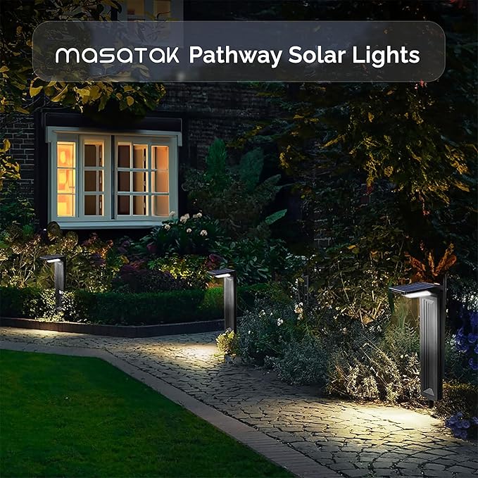 Cool White Solar Pathway Lights 2 Pack - Ultra Bright Waterproof Outdoor Solar Lights for Yard Walkway &amp Driveway - LED Landscape Path Lights - Energy Saving Solar Powered Lights