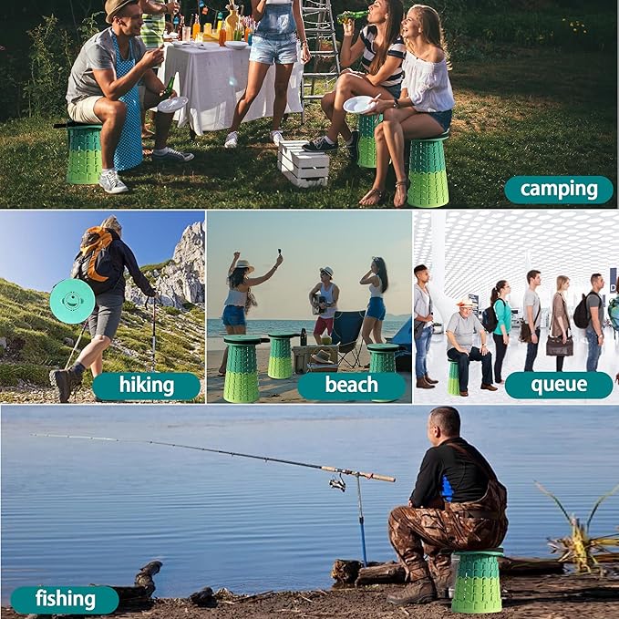 ALEVMOOM Upgraded XXL 50 Portable Collapsible Stool with CushionTelescoping Folding Stool for AdultsYet More Sturdy Camping Stool with Load Capacity 1000lbsfor Outdoor Garden Hiking BBQ