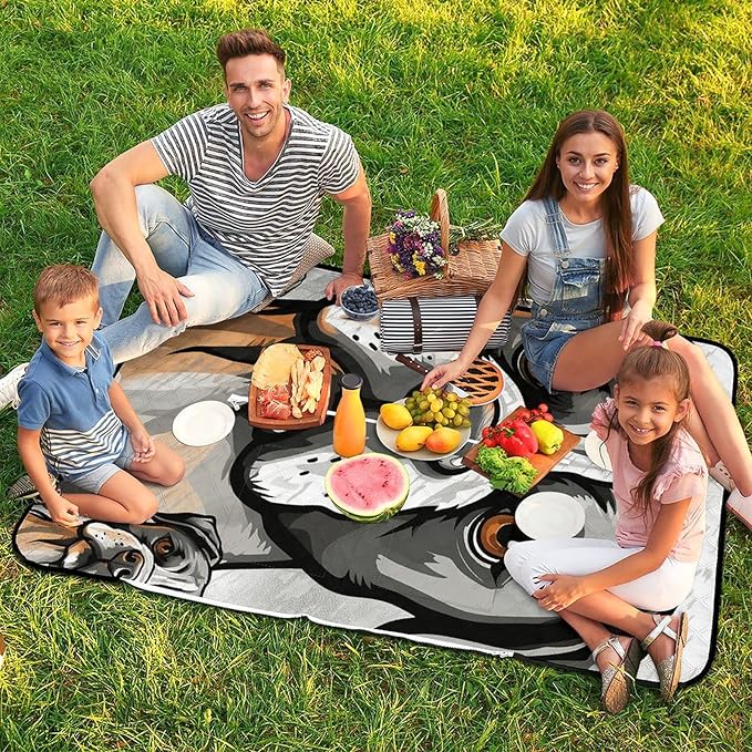 Zipper American Bulldog Head Style Picnic Mat Suitable for Travel Camping Park Or Home Use