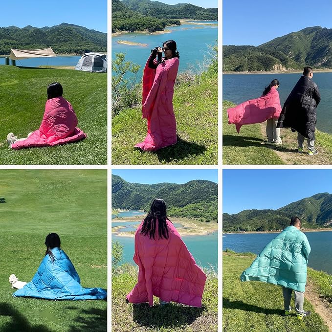 Down Camping Blanket Packable600+Fill PowerMulti-Purpose Warm Camping Quilt for Outdoor Camping Backpacking and Hiking 73x53 inches.