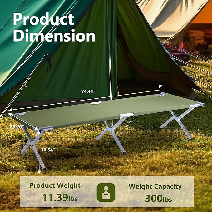 Outvita Folding Camping Cot Sleeping Bed with Carry Bag Lightweight Portable Cots for Travel Fishing Hiking and Outdoor Activities