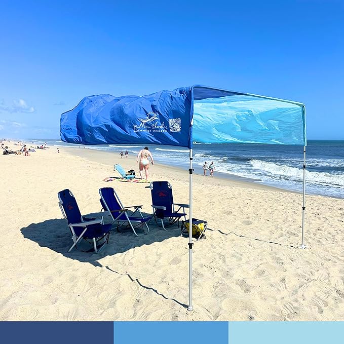 MillionShades® Beach Shade Canopy – Cozy 8 ft x 8 ft Wind-Propelled® Sun Shade for Beach with UPF 50+ 360° Views Quiet &amp Lightweight Design Easy Setup Tent - Windproof Beach Shelter