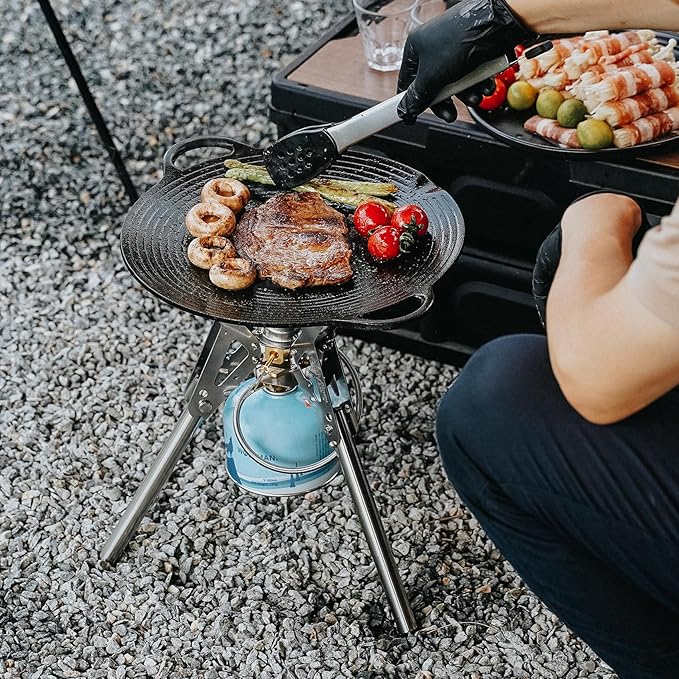 ONLYFIRE OUTDOOR LIVING Portable Camping Stove with Storage Bag Foldable Propane Gas Stove Multi-fuel Camp Stove for Patio Cooking Hiking Picnic RV Tailgating Emergency Use Stainless Steel GS350