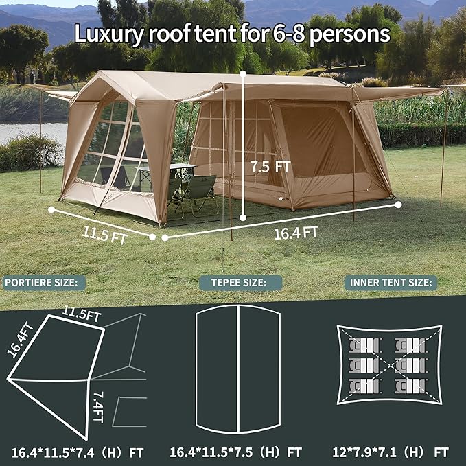 16.4x11.5 Ft Screen House Tent Large Gazebo Screen Tent Mesh Canopy Shelter with Waterproof &amp Sunshade Roof Easy Setup for Camping Backyard Beach