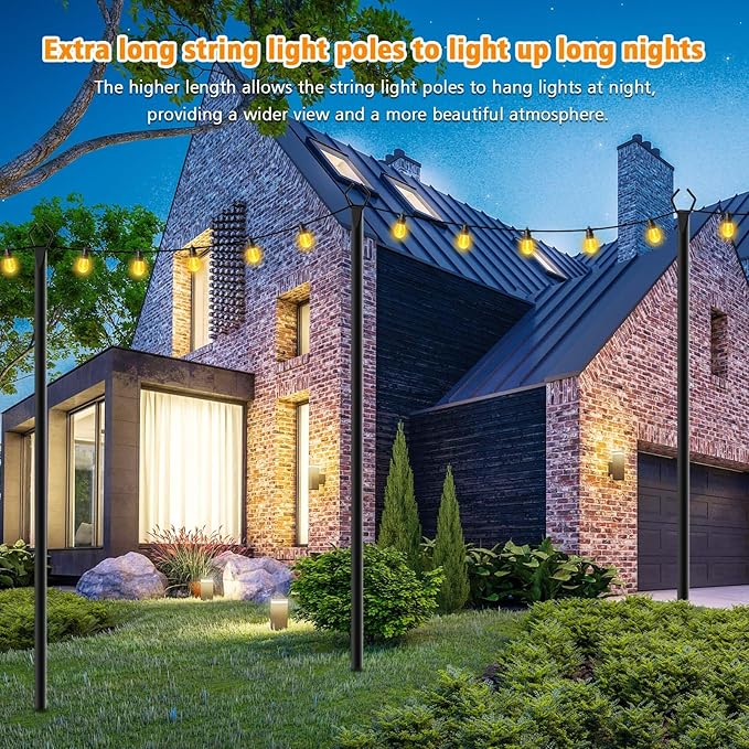 LETIANPAI 4 Pack String Light Poles10 Ft Metal Poles with Fork for Outdoor String LightsOutdoor Light Poles with ForkPoles/Post/Stand for OutsidePatioDeckBackyardGarden WeddingParty