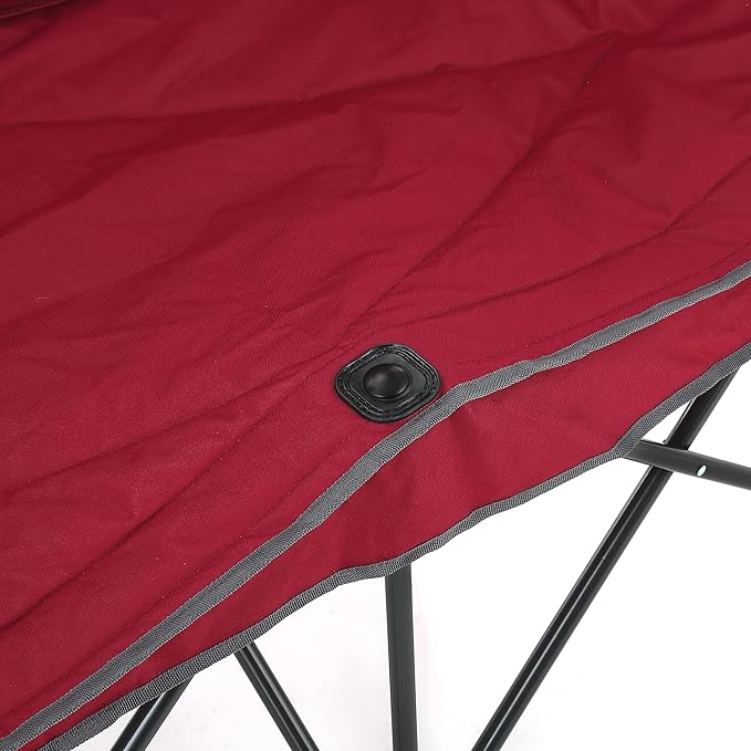 ARROWHEAD OUTDOOR Portable Folding Double Duo Camping Chair Loveseat w/ 2 Cup &amp Wine Glass Holder Carrying Bag Supports up to 500lbs