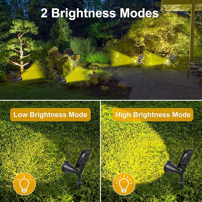 T-SUN Solar Spotlights 7 LED Solar Lights Outdoor Waterproof Auto ON/Off Adjustable Solar Garden Pond Lights for Tree Patio Yard Garden Driveway Stairs Pool Area (Yellow- 4 Pack)