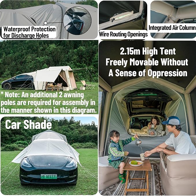 Naturehike Car Camping Inflatable Tent 4 Ways to Use - Easy Setup SUV Tent for Family Camping Waterproof &amp Sun Block Car Shade with Screen for Outdoor Cinema Pinic Fishing with Storage Bag