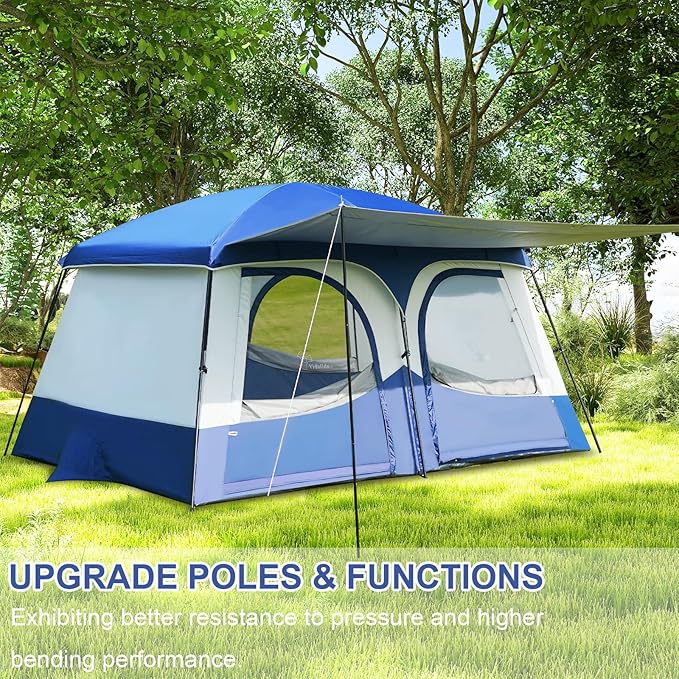 Vidalido Tents6-8 Person Camping Tent with Extended Vestibule2 Room Weather Resistant Family TentsEasy Install Waterproof Outdoor Tent for Backpacking and Camping Hiking