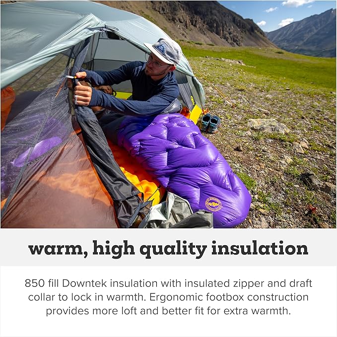 Big Agnes Fly Creek UL - 850 RDS DownTek Ultralight Sleeping Bag Backpacking Gear Compact Cold Weather Sleep Quilt