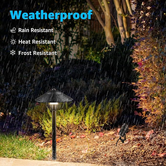 SUNVIE LED Low Voltage Landscape Lighting 12V Landscape Lighting Kit with Connectors Low Voltage Pathway Lights with Spotlights Aluminum Pathway Lights Wired Waterproof for Patio Yard Garden 12 Pack